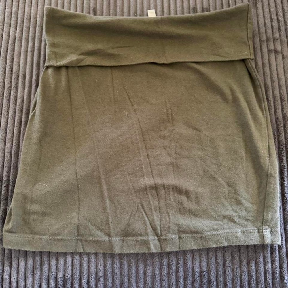 Charlotte Russe olive green mini skirt with fold over waistband Y2K style Size S